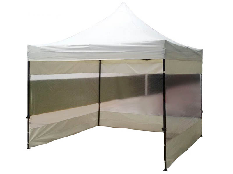 Imagen ilustrativa de Gazebo 3mt x 3mt. Tela impermeable, estructura negra con lateral BEIGE de 9mt. Tela y PVC transp