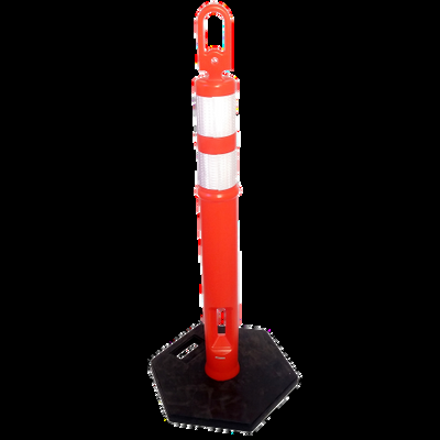 Imagen ilustrativa de Poste demarcatorio naranja 115 cm c/cintas reflectivas y base de goma