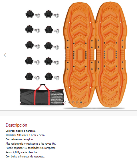 Imagen ilustrativa de Plancha de Desatasco, Color negro o naranja, Medidas: 108x33x5cm, c/refuerzos de nylon.2,8 Kg c/plancha, con bolso,insertos de repuesto