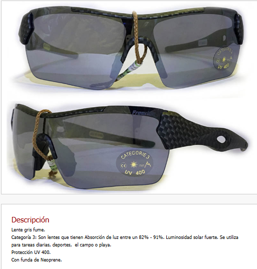 Imagen ilustrativa de Gafa Gris Kevlar - Lente Gris. Fume. Categoria 3*. Proteccion UV 400 Con funda de Neoprene
