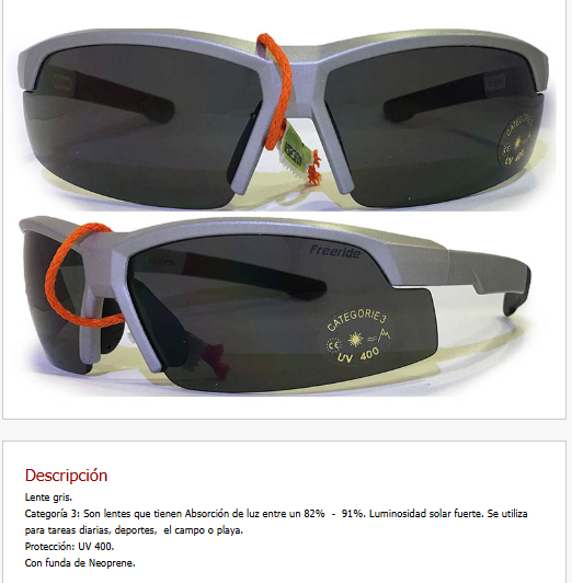 Imagen ilustrativa de Gafa Negra/Gris Plata -  Lente Gris - Categoria 3*. Proteccion UV 400 Con funda de Neoprene