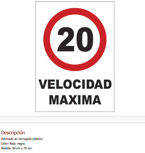 Imagen ilustrativa de Velocidad Maxima 20 km