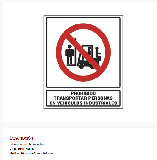 Imagen ilustrativa de Proh Transportar personas en vehic industriales