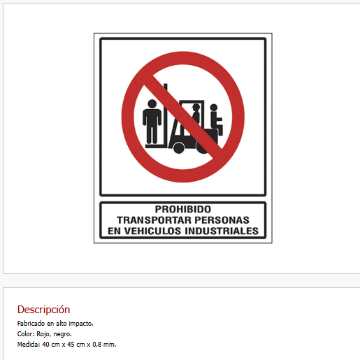 Imagen ilustrativa de Montacargas proh.  transportar personas