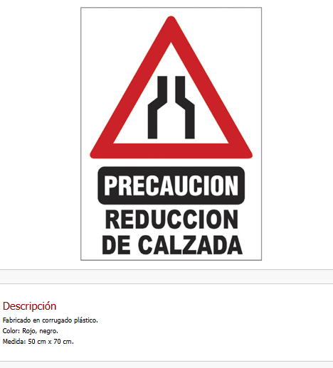 Imagen ilustrativa de Precaucion Reduccion de Calzada