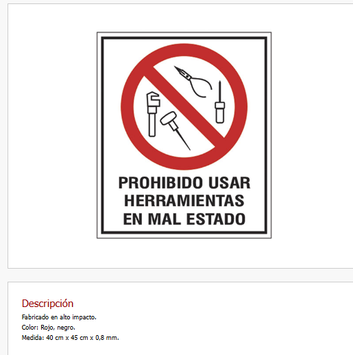 Imagen ilustrativa de Prohibido usar herramientas en mal estado