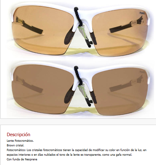 Imagen ilustrativa de Gafa Blanca/Negra - Lente Fotocromatico Brown Cristal. Fotocromatico*. Con funda de Neoprene