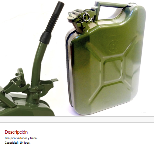 Imagen ilustrativa de Bidon para Combustible chapa 10 Lts con Pico Vertedor color verde