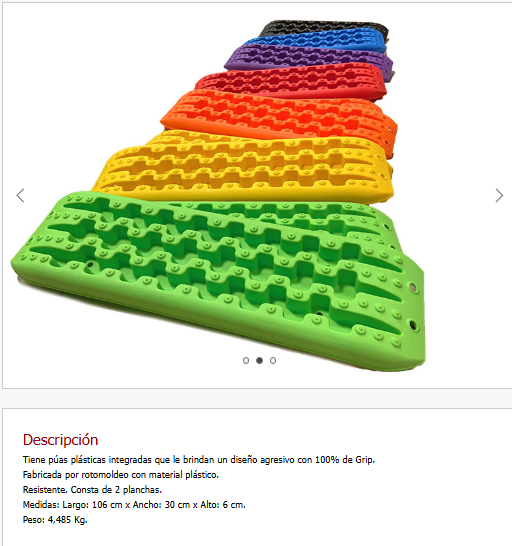 Imagen ilustrativa de Plancha Desatasco Rescate 4x4 con puas plásticas integradas que le brindan un diseño agresivo con 100% de Grip. Fabricada por Rotomoldeo con material plástico resistente. Color Verde.