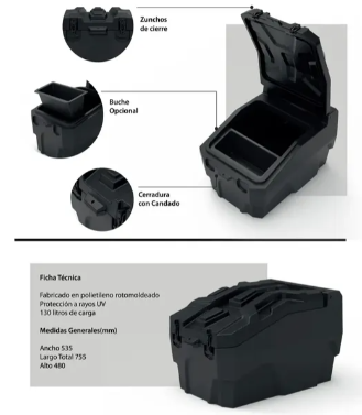 Imagen ilustrativa de baul rzr1000 capacidad 130lt