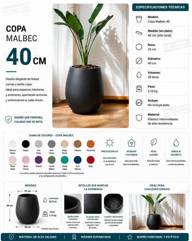 Imagen ilustrativa de COPA MALBEC LISA- GRANALLADA 40cm