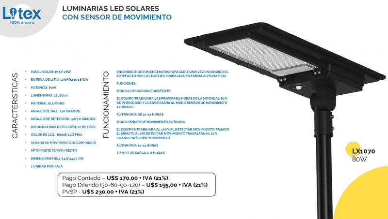 Imagen ilustrativa de LUMINARIA SOLAR LX1070 80W