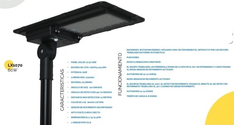 Imagen ilustrativa de LUMINARIA SOLAR LX1070 60W