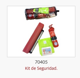 Imagen ilustrativa de Kit de Seg. - Matafuego 1Kg-Botiquin-Chaleco Amarillo-Cuarta de Remolque-Baliza Triangulo