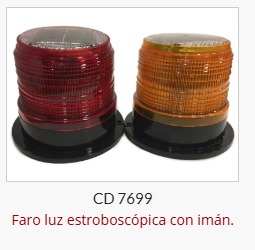 Imagen ilustrativa de Faro con luz estroboscópica c/Panel Solar - Amarilla Alto=10cm-Diam.12cm-C/Ttorn.e Iman